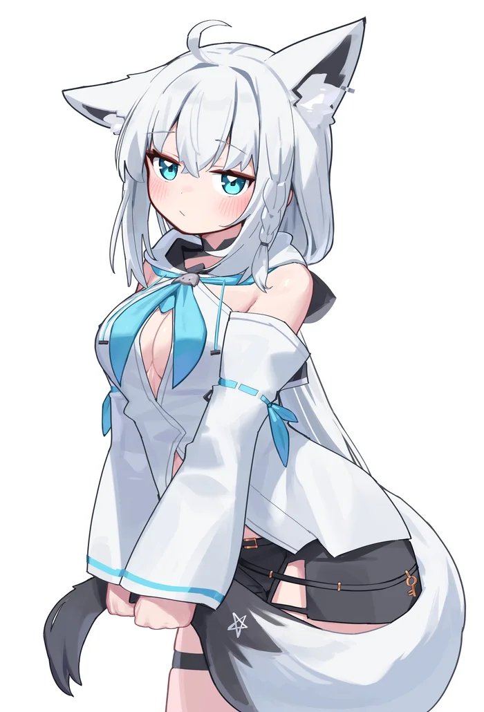 Will you come with me...? - Anime art, Anime, Virtual youtuber, Hololive, Shirakami fubuki, Deaver, Animal ears, Tail