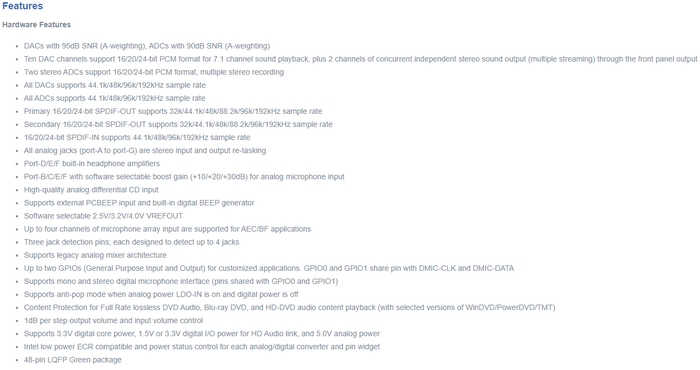 Realtek alc892 Specifications