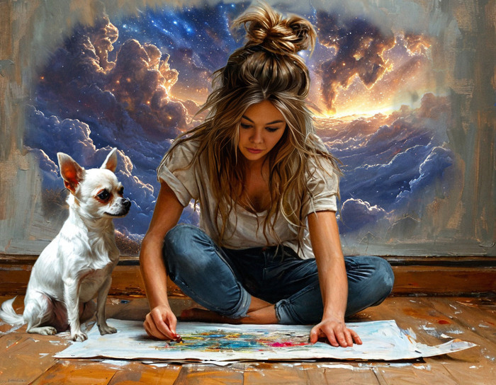 Мы могли бы играть в пищалку или в парке нюхать кусты, вместо этого целыми днями краской пачкаешь наши полы