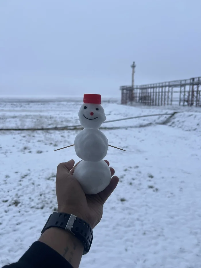 Первый снег - Моё, Зима, Снеговик, Делюсь радостью, Первый снег, Фотография