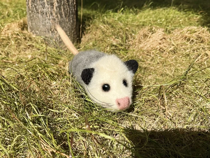 Possum Affairs - My, Handmade, Opossum, Interior toy, Needlework without process, Dry felting, Wool toy, Longpost, Presents