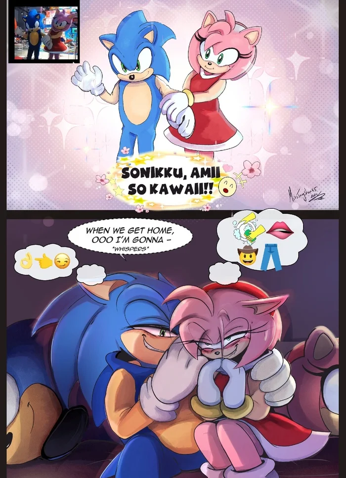 It looks like they decided to do something interesting after work... - Amy Rose, Sonic the hedgehog, Art, Comics, Games