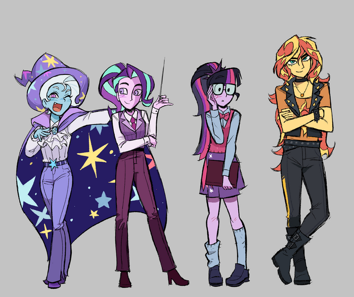   My Little Pony, Equestria Girls, Sunset Shimmer, Twilight Sparkle, Sci-twi, Starlight Glimmer, Trixie