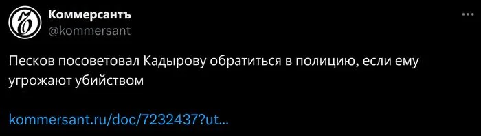 Песков посоветовал Кадырову обратиться в полицию, если ему угрожают убийством - Новости, Политика, Негатив, Россия, Чечня, Рамзан Кадыров, Дмитрий Песков, Покушение, Общество, Коммерсант, Wildberries