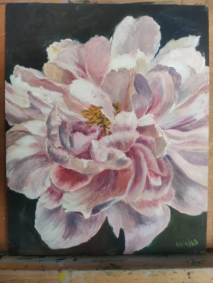 My first post. Oil painting peony - My, Oil painting, Peonies, Painting, Art, Flowers