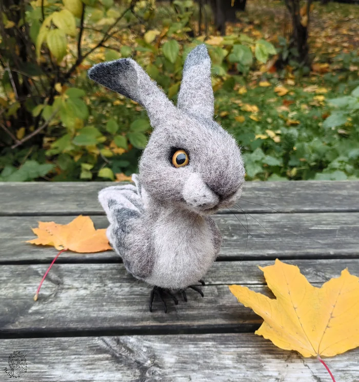 Autumn Phantasmagoria - My, Needlework without process, Wool toy, Dry felting, Handmade, Hare, Longpost