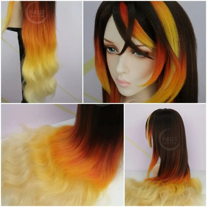 Укладка парика Vtuber - Sinder. Использована темная и светлая база. Несколько этапов окрашивания послойно.