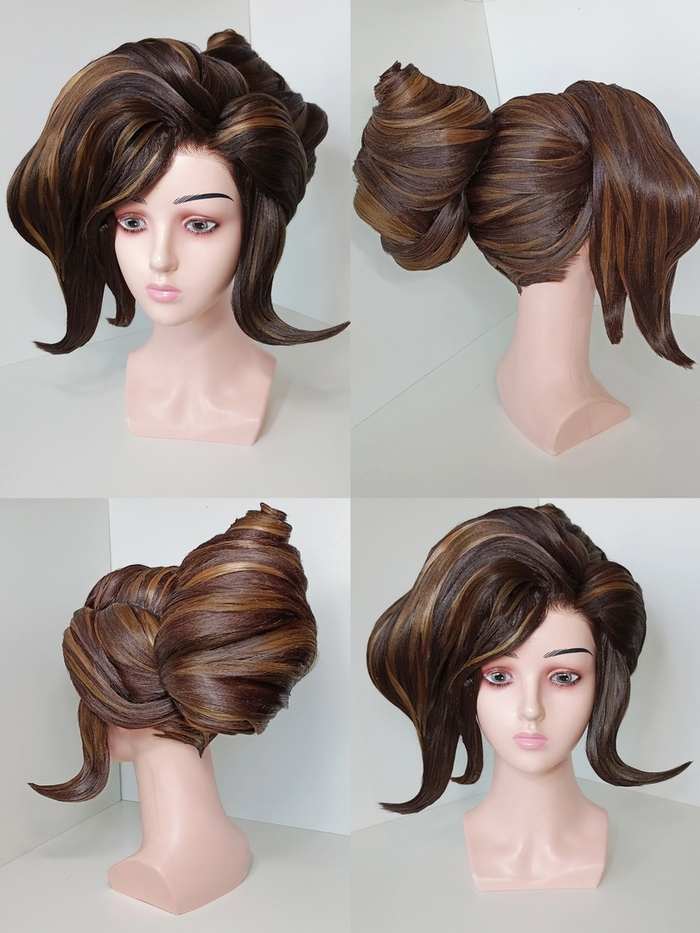 Укладка парика Mad Moxxi из игры Borderlands. В работе было использовано 4 вида канекалона, краевая и тени прокрашены аэрографом.