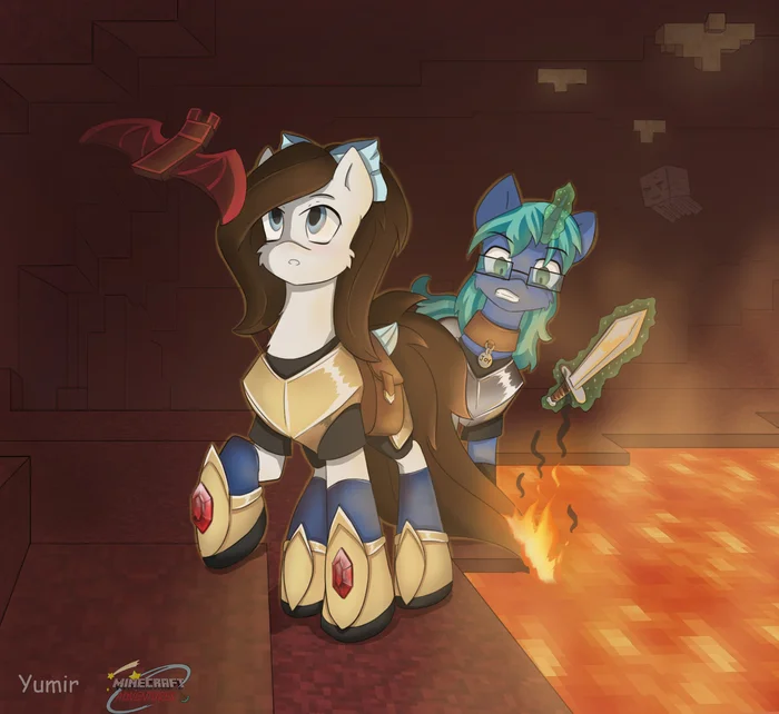 Minecraft adventures, journey through hell - My, Pony, Minecraft, Humor, Painting, Artist, Comics