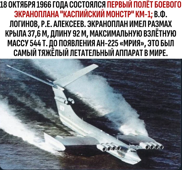 Today - the USSR, Ekranoplan, Aircraft construction, Picture with text