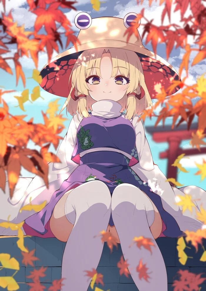 Moriya Suwako - Touhou, Moriya suwako, Арт, Anime Art, Аниме, Darumoon, Чулки