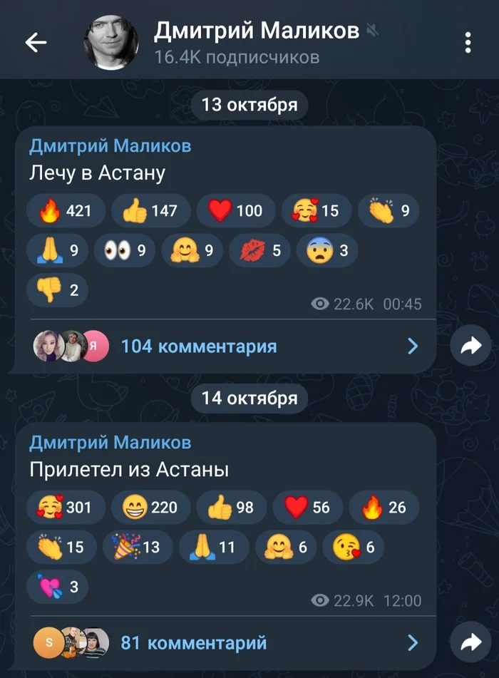 Ideal management of TG channel - Dmitry Malikov, Screenshot, Telegram channels, Emoji, A wave of posts