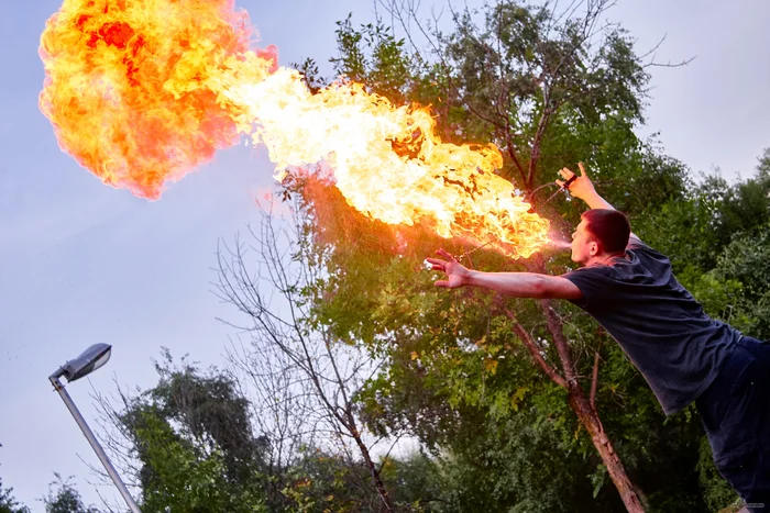 Fire - My, Landscape, Fire, Fire show, The park, Longpost