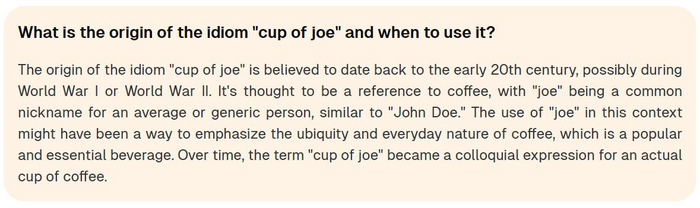   "a cup of joe" (    )  ,  , , , ,  