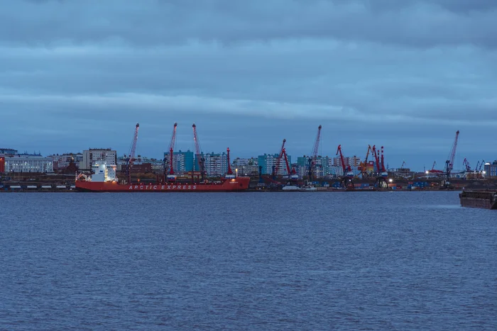 Port of Dudinka - Port, The photo, Evening, Dudinka