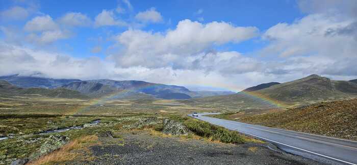 We drove through the rainbow - My, Norway, Wonders of nature, Rainbow, Road, The photo