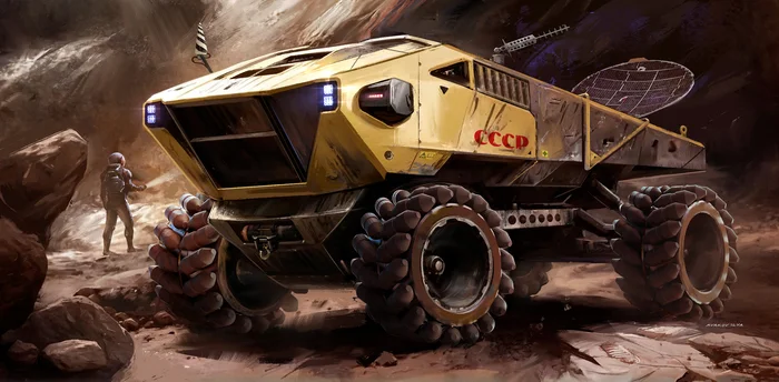 Mars rover - My, Illustrations, Concept Art, Painting, Rover