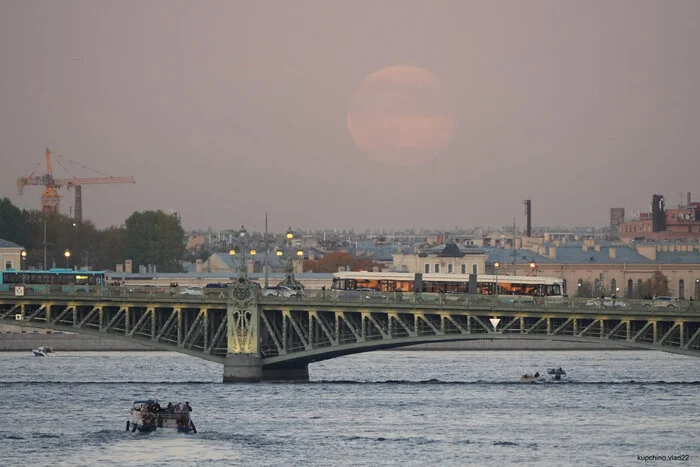 Полнолуние над Петербургом - Моё, Фотография, Санкт-Петербург, Восход, Луна, Длиннопост