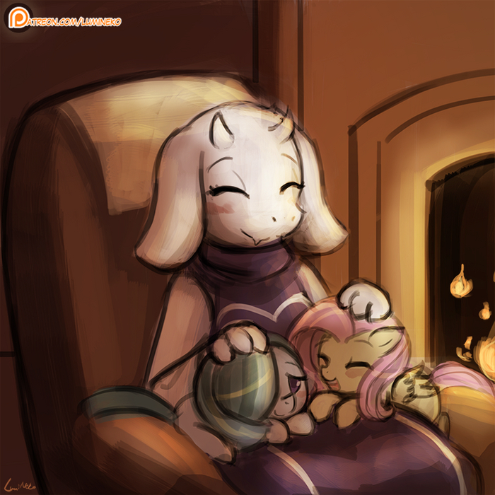   My Little Pony, , Undertale, Toriel, Fluttershy, Marble Pie, Lumineko