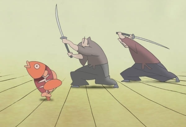 Самураи убивают рыбу с ногами. Всё нормально.