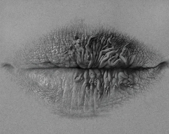 Lip on lip - Art, Drawing