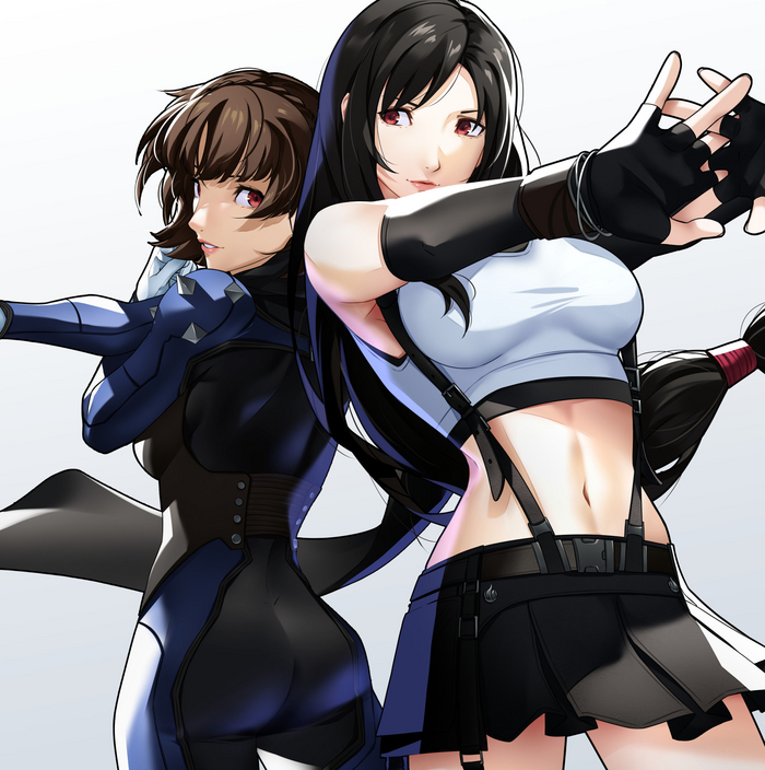    Anime Art, , , Persona, Persona 5, Niijima Makoto, Tifa Lockhart, Final Fantasy VII, 