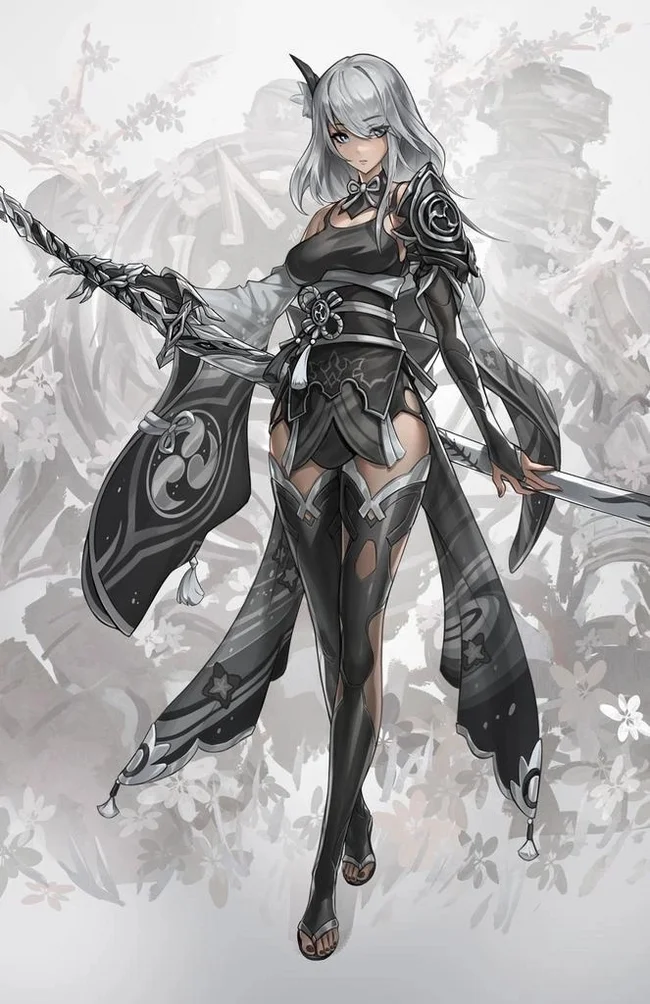 Yorha unit no 2 type Ei - Anime Art, Аниме, Genshin Impact, NIER Automata, Raiden Shogun (Genshin Impact), Yorha unit No 2 type a, Кроссовер, Game Art