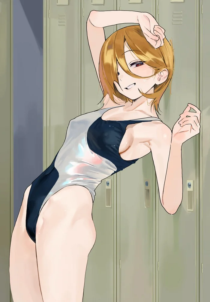 Hoo-hoo...We had a great swim. - Anime art, Anime, Original character, Some1else45, Swimsuit