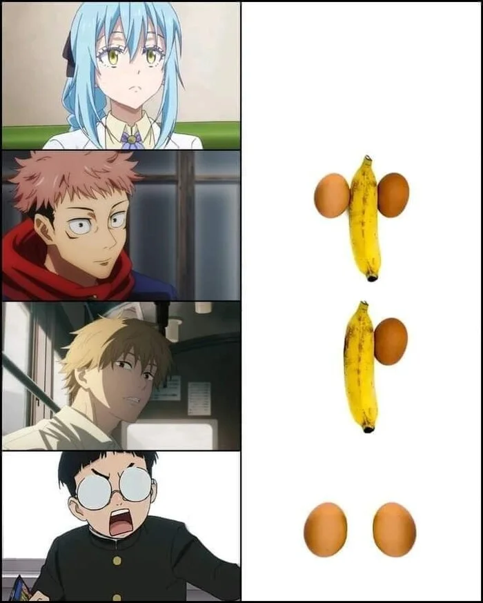 Memes - Anime, Anime memes, Tensei Shitara Slime Datta Ken, Jujutsu Kaisen, Chainsaw man, Dandadan, Rimuru Tempest, Itadori Yuji, Denji, Takakura Ken