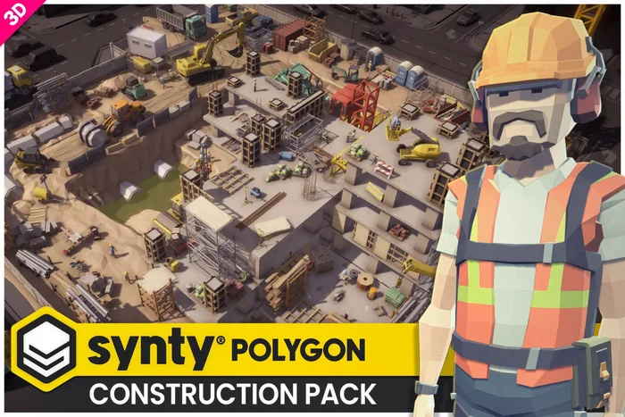 Раздача модульного Low-Poly  конструктора стройки POLYGON Construction - Low Poly 3D Art by Synty - Инди игра, Разработка, Gamedev, Раздача, Инди, Unity, Unity3d, Asset store, Asset, Строительство, Low poly, Длиннопост