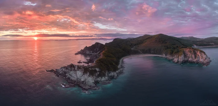 Sunset at Cape Passeka - My, The photo, Дальний Восток, Primorsky Krai, Sunset, Landscape, Beautiful view, Find, Sea, Japanese Sea, Aerial photography