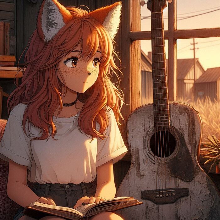   , e01  ,  , , , Anime Art, , Original Character, , Animal Ears, , , , , Ginger & White, 