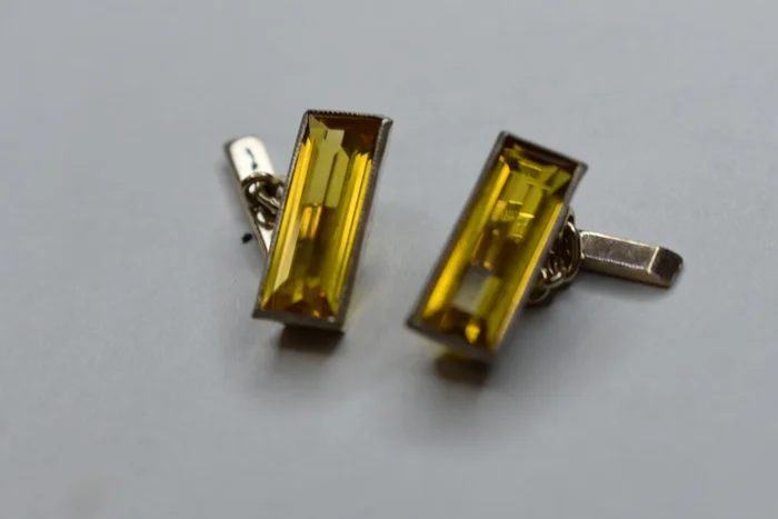 Silver cufflinks ussr citrine - My, Cufflinks, the USSR, Crystal, Longpost