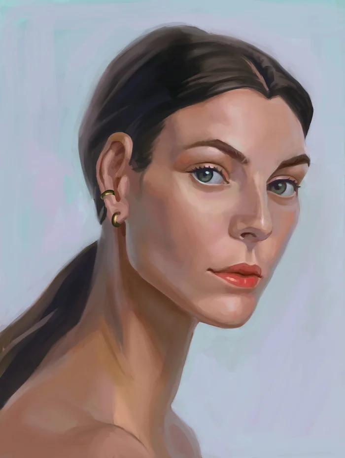 Speedpaint portrait of a girl - My, Painting, Portrait, Speed ??painting, Etude, Artist, Video, Soundless, Vertical video, Longpost