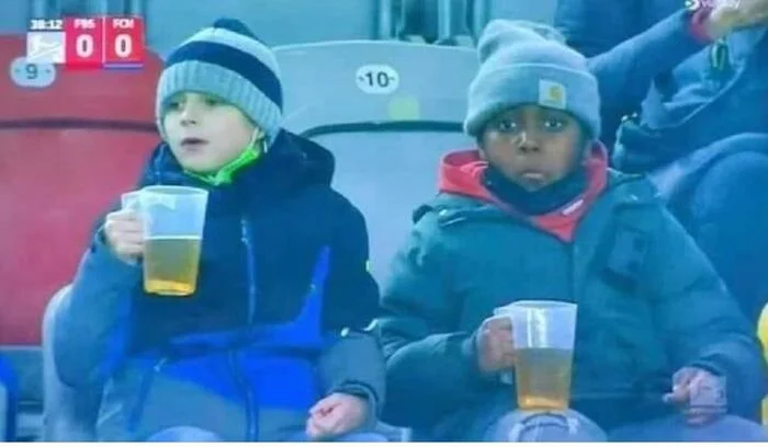 At least they don't sit on their phones - Children, Humor, Болельщики, Beer