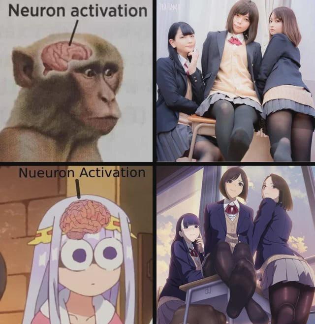 Activation of neurons - Anime, Anime memes, Picture with text, Tights, Foot fetish, Miru tights, Y_o_m_y_o_m