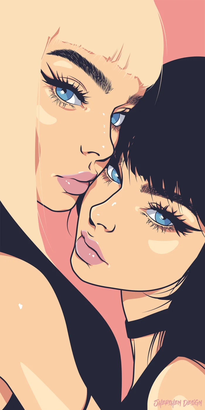 Little bitches - My, Art, Girls, Illustrations, Phone wallpaper