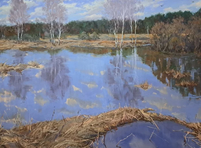 Spring flood - My, Author's painting, Oil painting, Painting, Painting, Artist