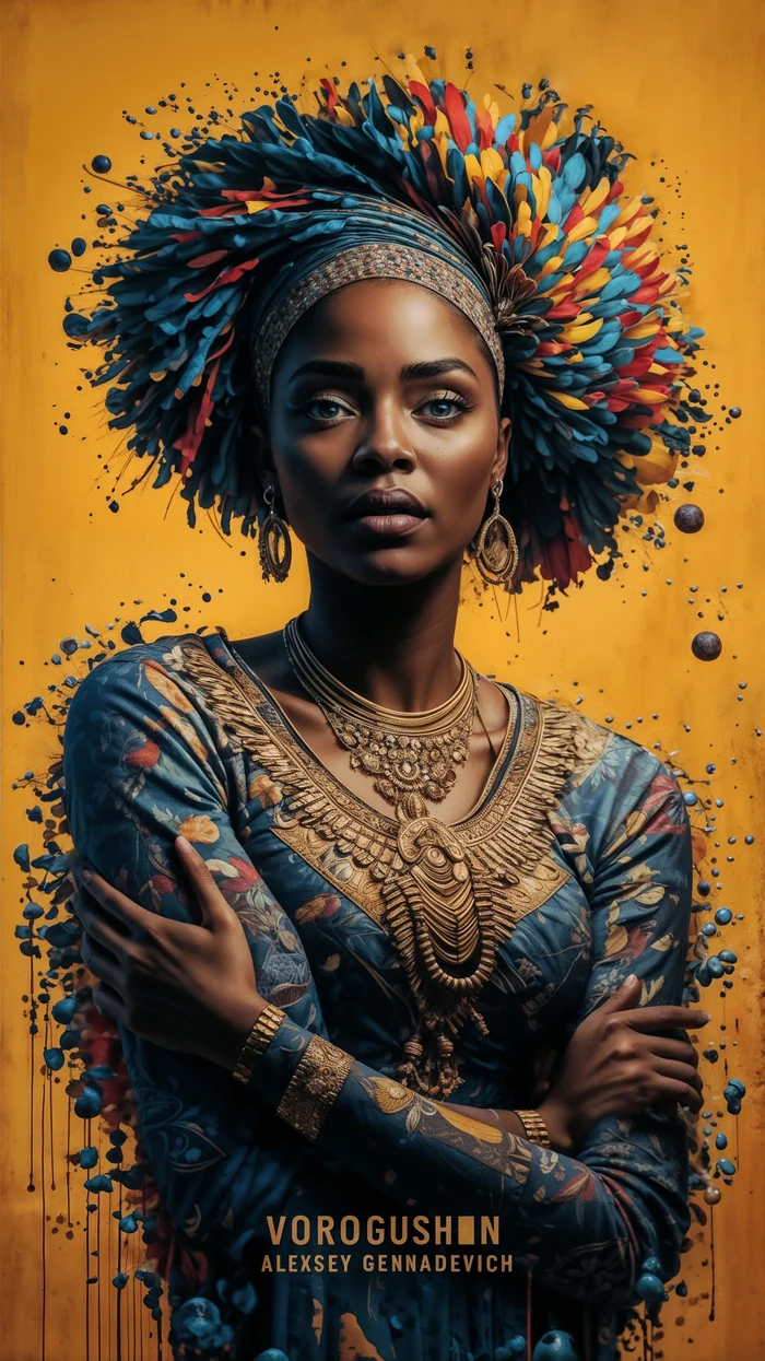 Contemporary artist: Vorogushin Alexey Gennadievich. Bright African woman with elements of surrealism. Evaluation of neuroart using AI - My, Dall-e, Нейронные сети, Phone wallpaper, Digital, Desktop wallpaper, Art, Neural network art, Surrealism, Abstraction, Abstractionism, Realism, Africans, Art, Modern Art, Artificial Intelligence, Digital drawing, Computer graphics, Cover, Artist, Longpost