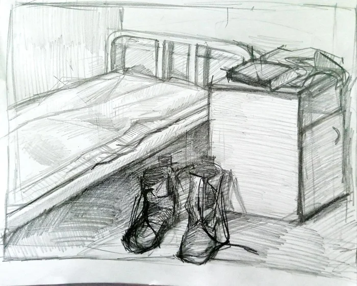 Sketches from the hospital - My, Drawing, Picture with text, Pencil drawing, Artist, Longpost