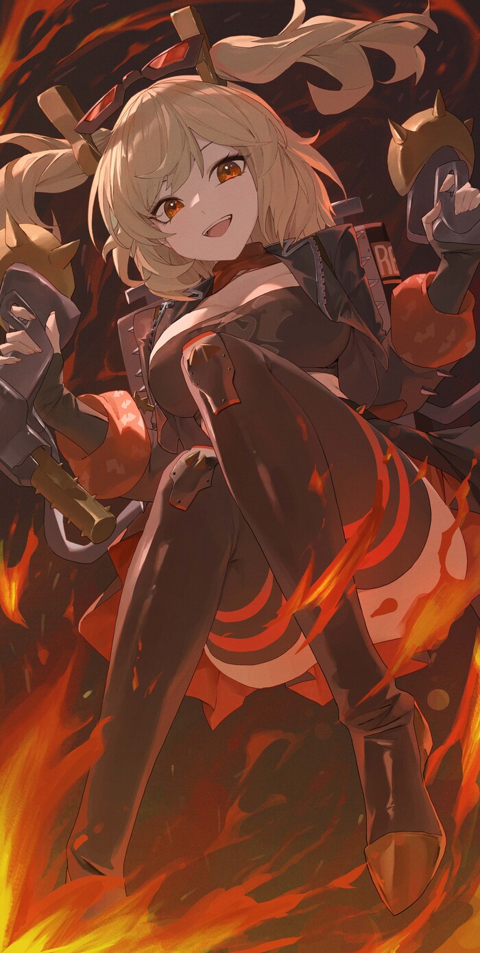 Burnice White #004 , Anime Art, Zenless Zone Zero, Burnice White (zzz), Zettai Ryouiki, , , -, ,  , 