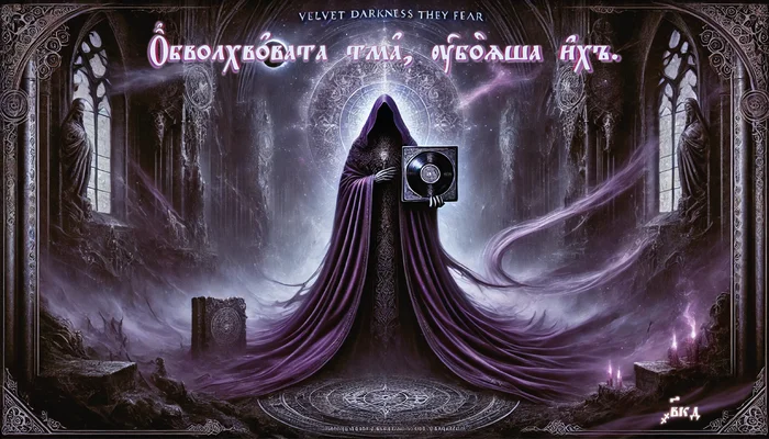 Velvet darkness they fear по-церковнославянски - Церковнославянский язык, Искусство, Chatgpt, Искусственный интеллект, Theatre of Tragedy, Dall-e, Картинки, Картинка с текстом, Digital