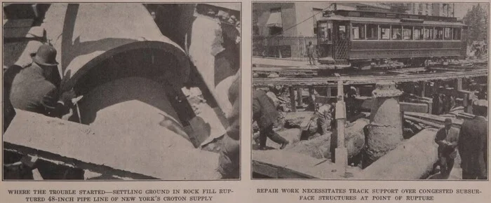 Pipe repair in New York - My, Architecture, Want to know everything, Education, Road traffic, Road works, Plumbing, Engineer, Pipe, USA, The americans, Industry, Technics, Water pipes, Sewerage, Historical photo, Building, Tram, Car history, New York, Crash, Longpost