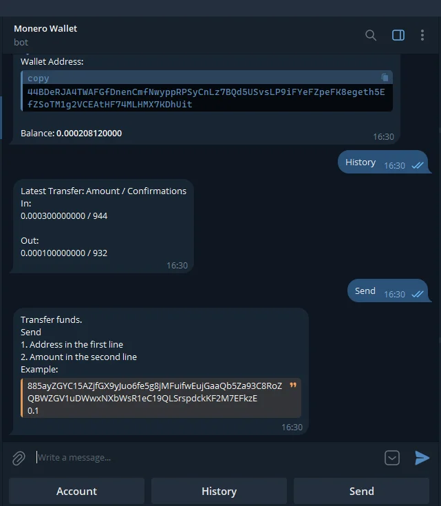 How to raise your Monero wallet in Telegram bot - Telegram bot, Monero, Blockchain, Python, Github, Hyde, Telegram (link)