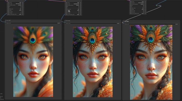 Генерация изображения в интерфейсе Comfy UI. Модель FLUX1_DEV_Q4_1.gguf