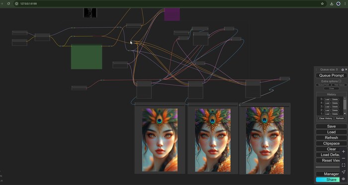 Настройки выглядят вот так, но можно не пугаться, а просто скачать файл и закинуть его в браузер Comfy UI.