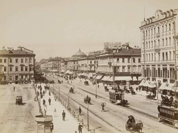 Невский проспект, 1894 год - Черно-белое фото, Фотография, История города, Санкт-Петербург, Достопримечательности