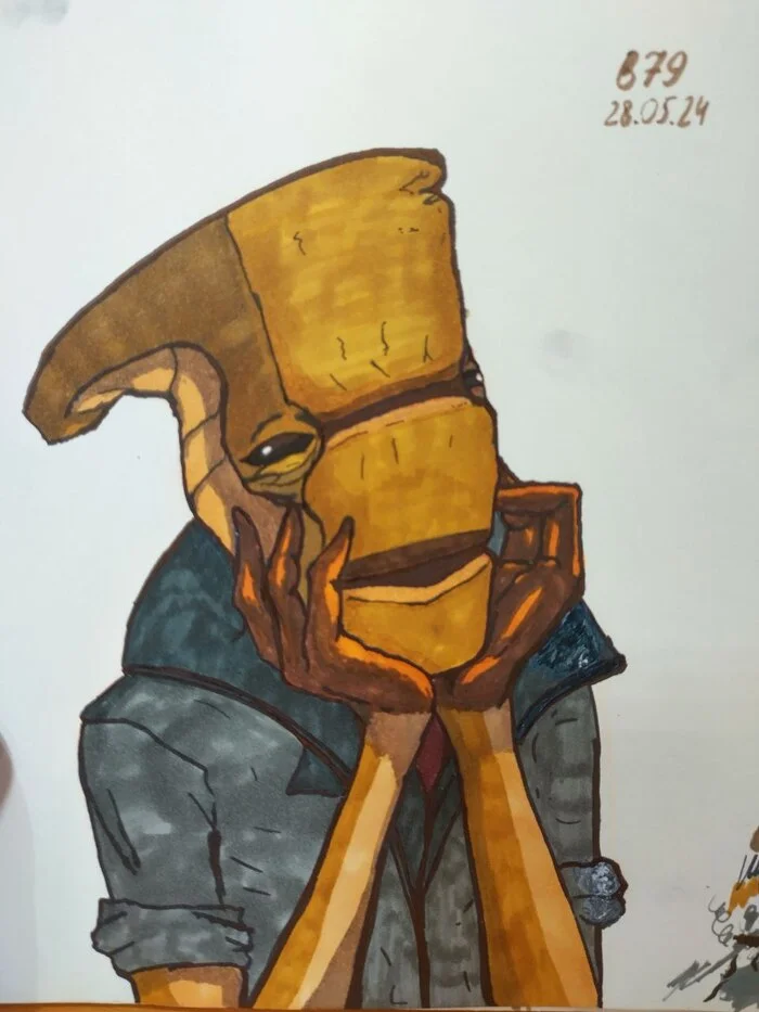 What a cute little leather saint - My, Alcohol markers, Gudvinart, Kenshi