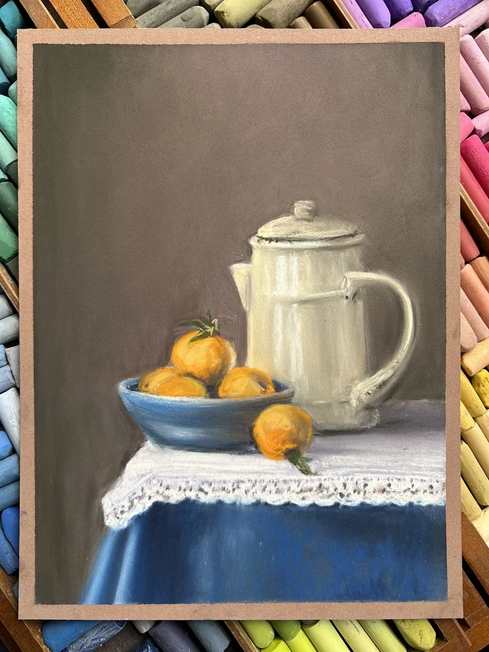 This is not a persimmon - My, Drawing, Still life, Dry pastel, Pastel