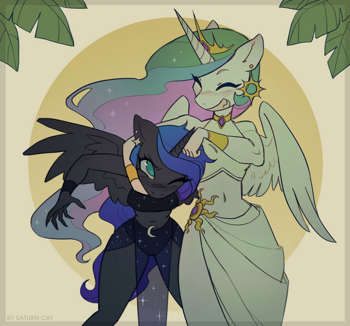 Старшая сестра - My Little Pony, Антро, Princess Luna, Princess Celestia